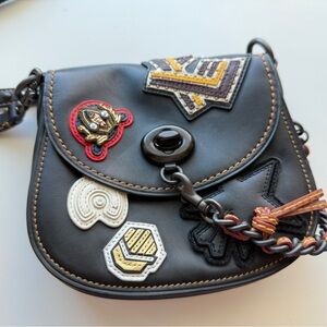 Coach Limited Edition Black Leather Patchwork Crossbody Bag